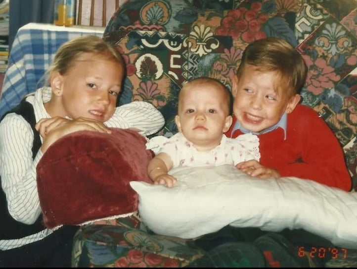 Jayden (centre) as a child with her siblings