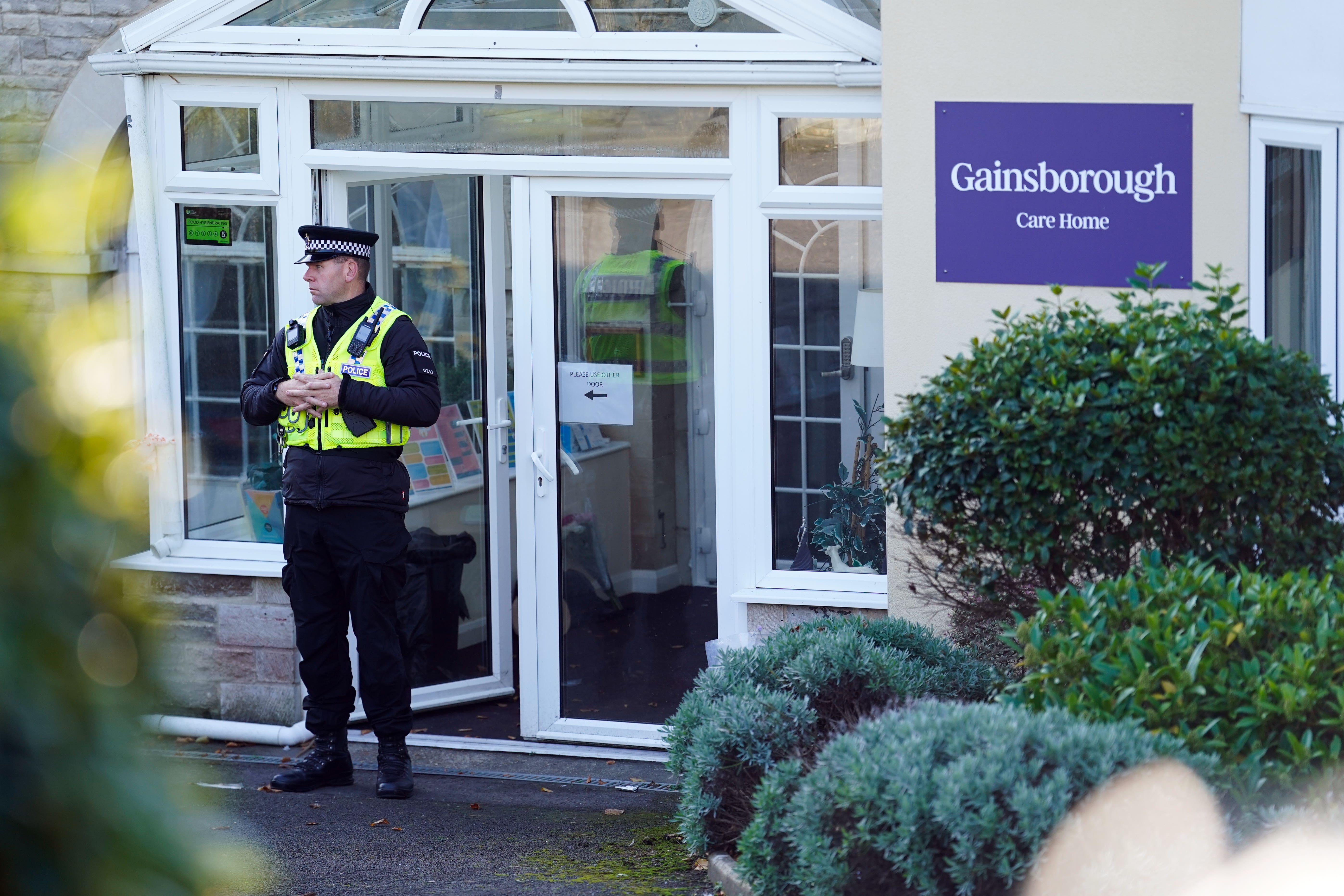 Police at Gainsborough Care Home in Swanage where three people died and seven people were taken to hospital (Andrew Matthews/PA)