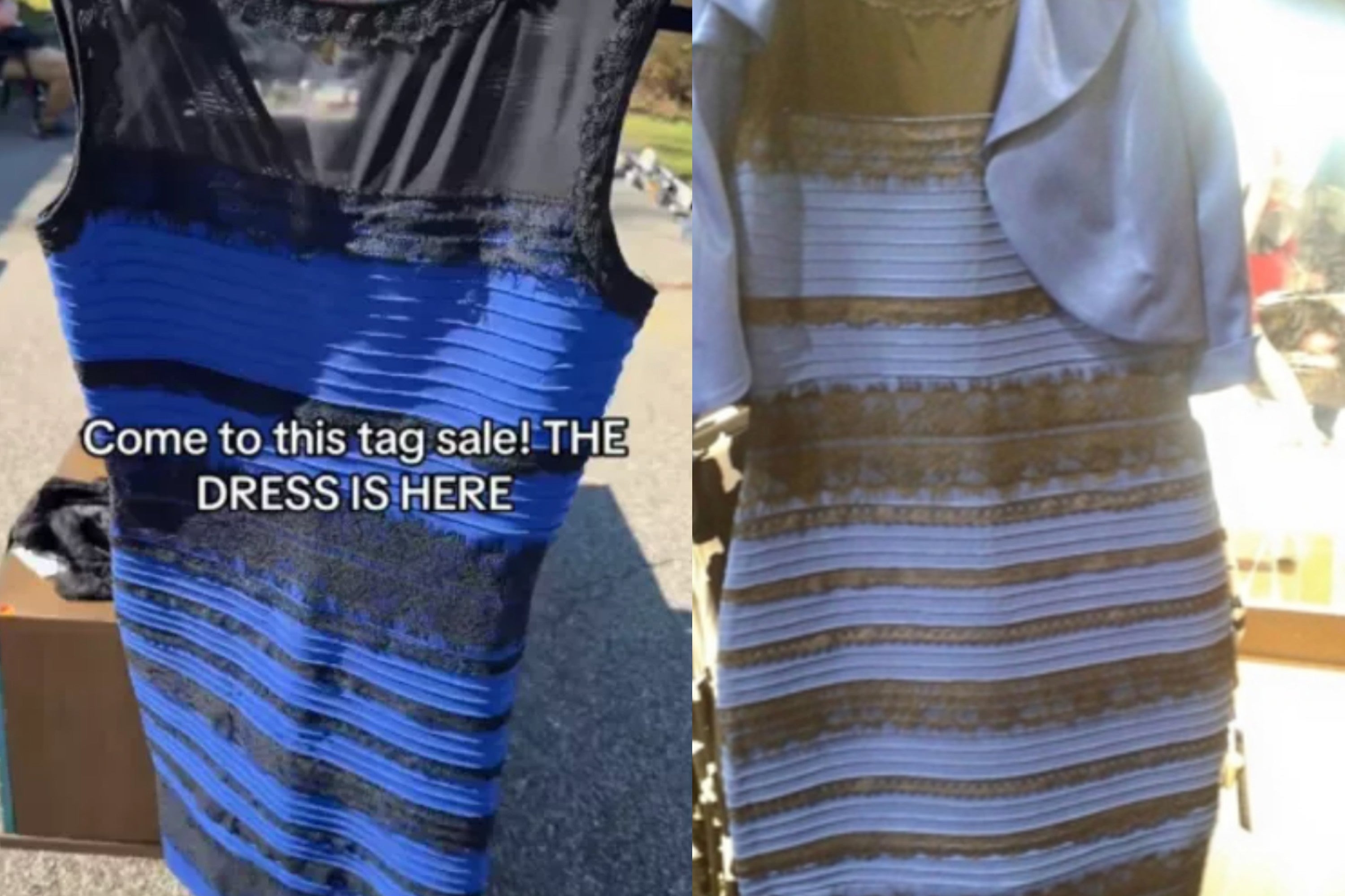 Woman goes viral after finding the optical illusion dress at a yard sale The Independent