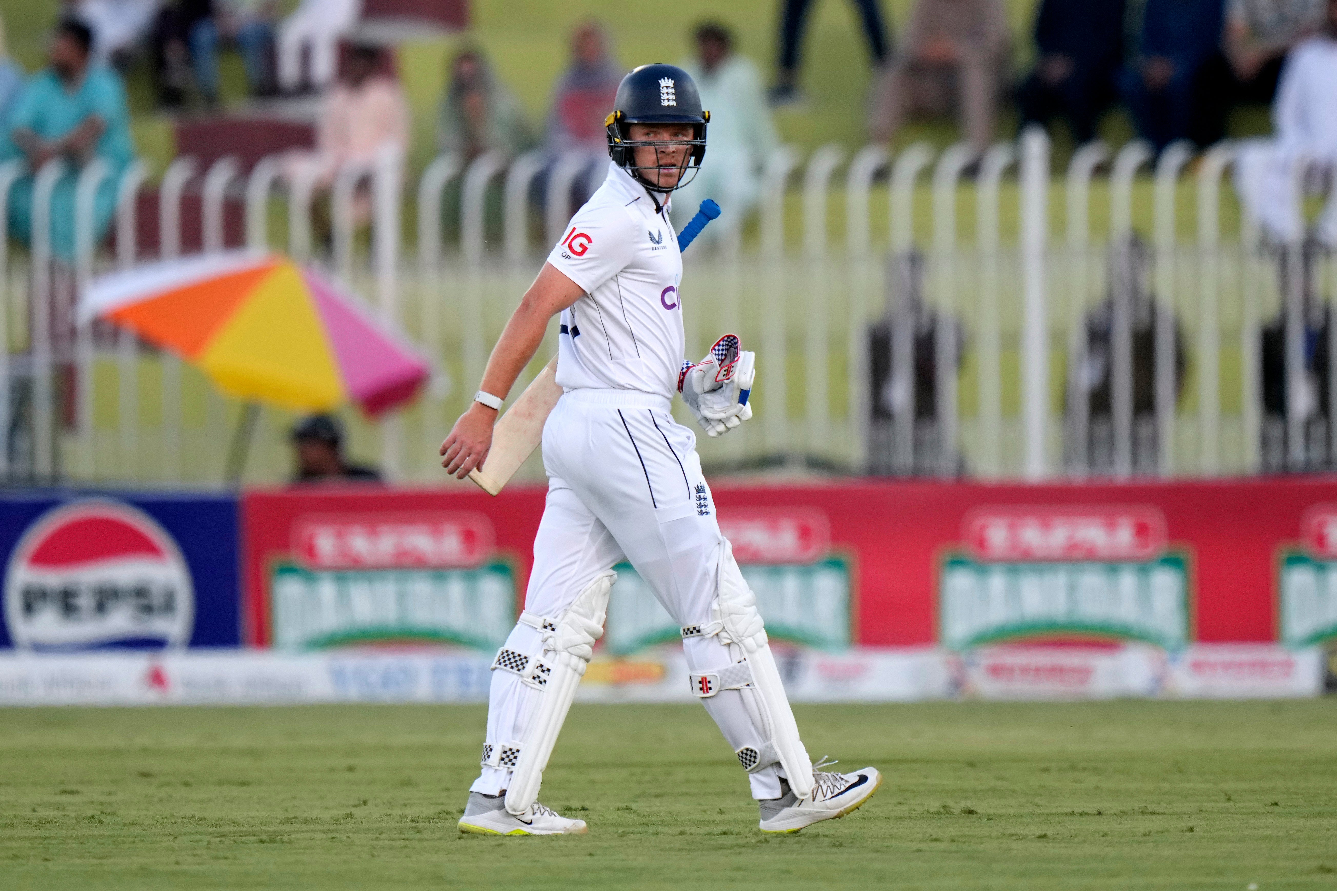 Ollie Pope was one of three England batters out cheaply before the close