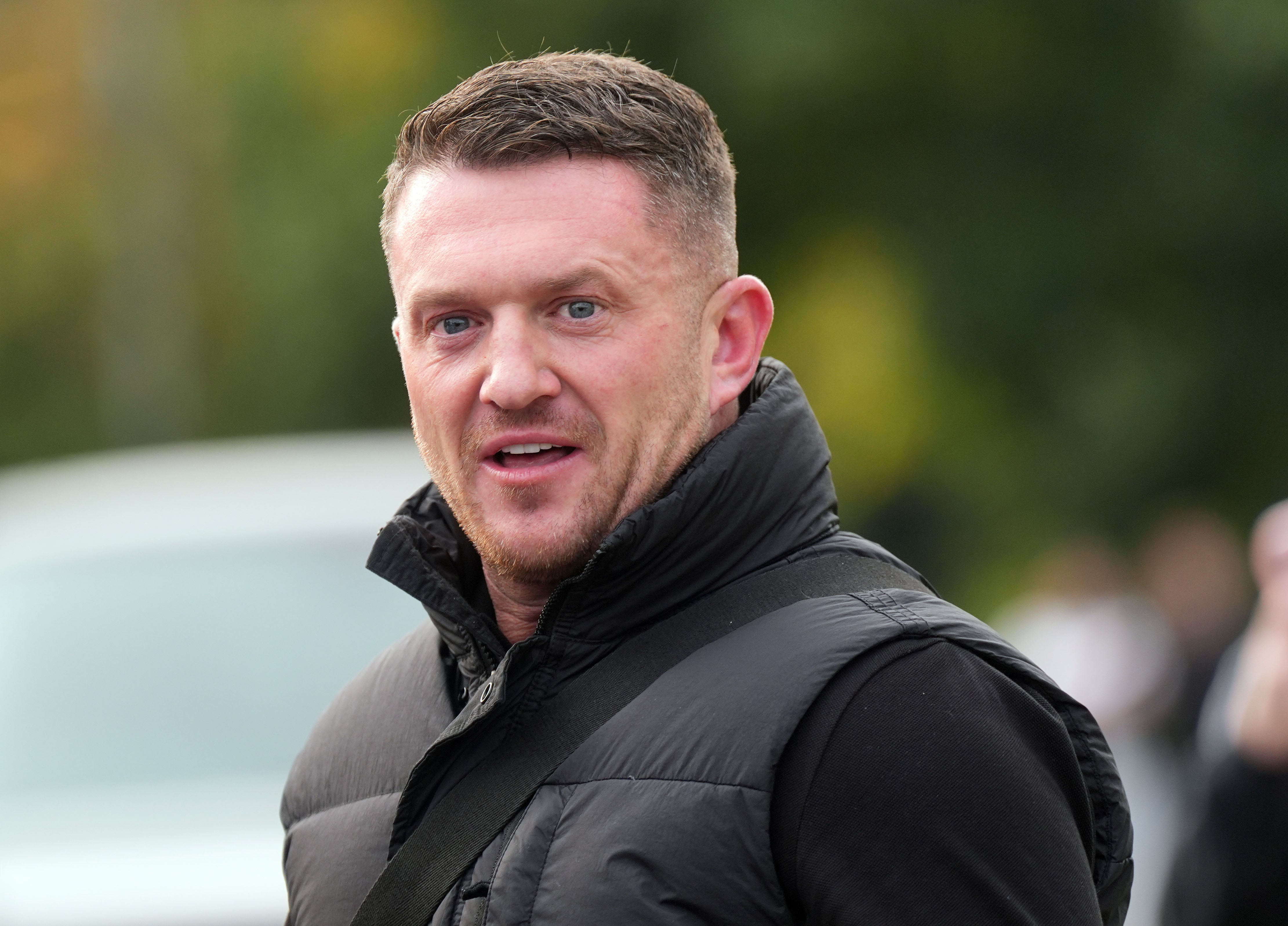 Tommy Robinson outside Folkestone Police station