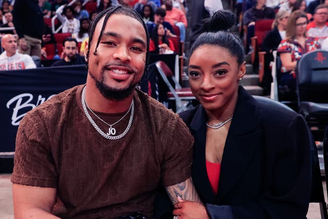 <p>Simone Biles responds to backlash against her husband Jonathan Owens for his viral ‘catch’ comments last year </p>