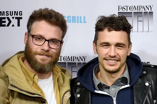 <p>Seth Rogen and James Franco at a screening of ‘The Disaster Artist’ in 2017</p>