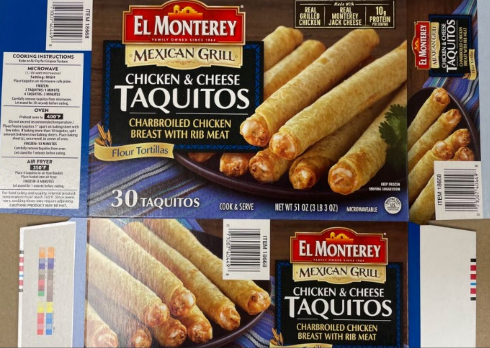 The El Monterey Chicken & Cheese taquitos were recalled by the Costco. They were also part of the BrucePac recall.