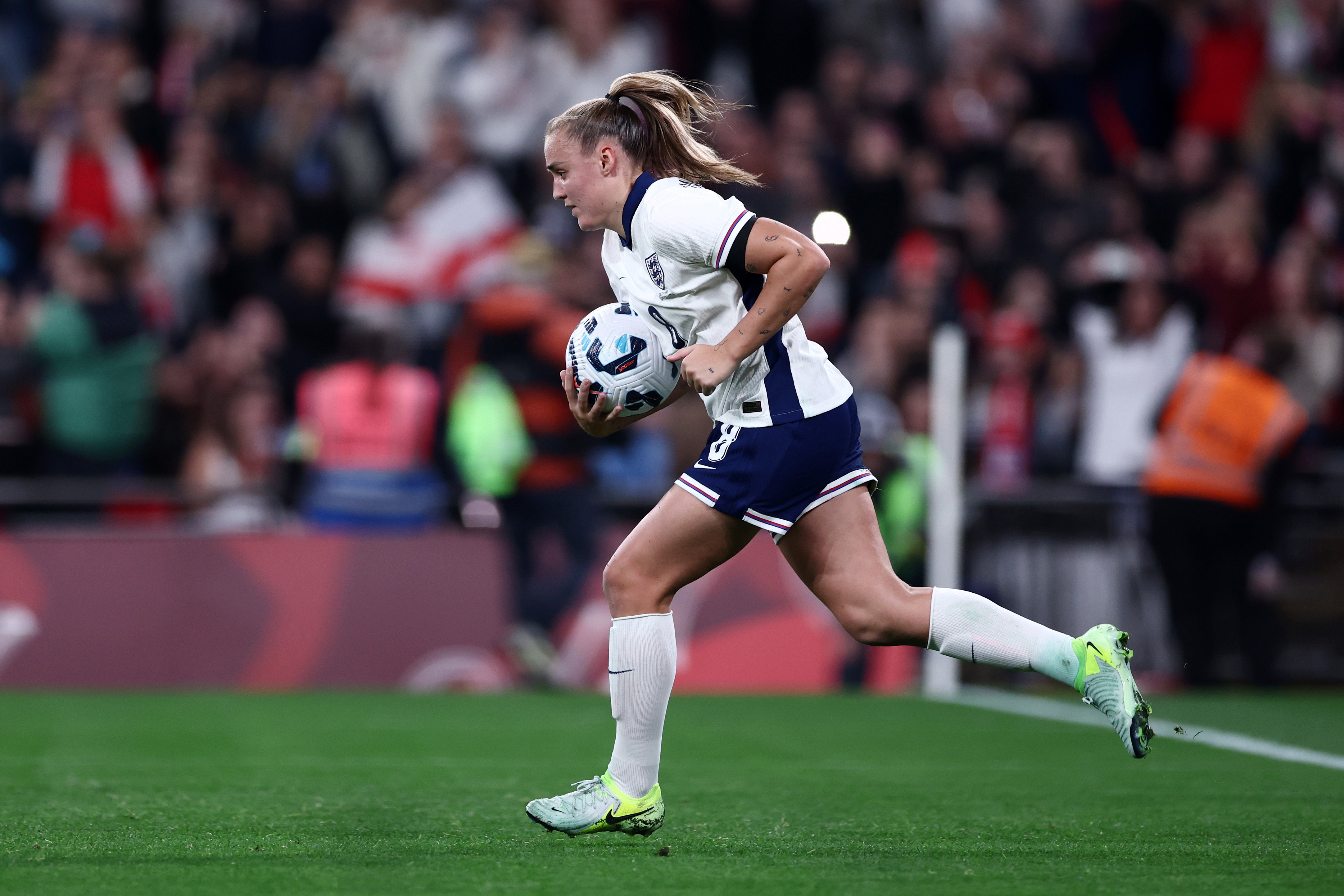 Georgia Stanway scored two goals for England before half time