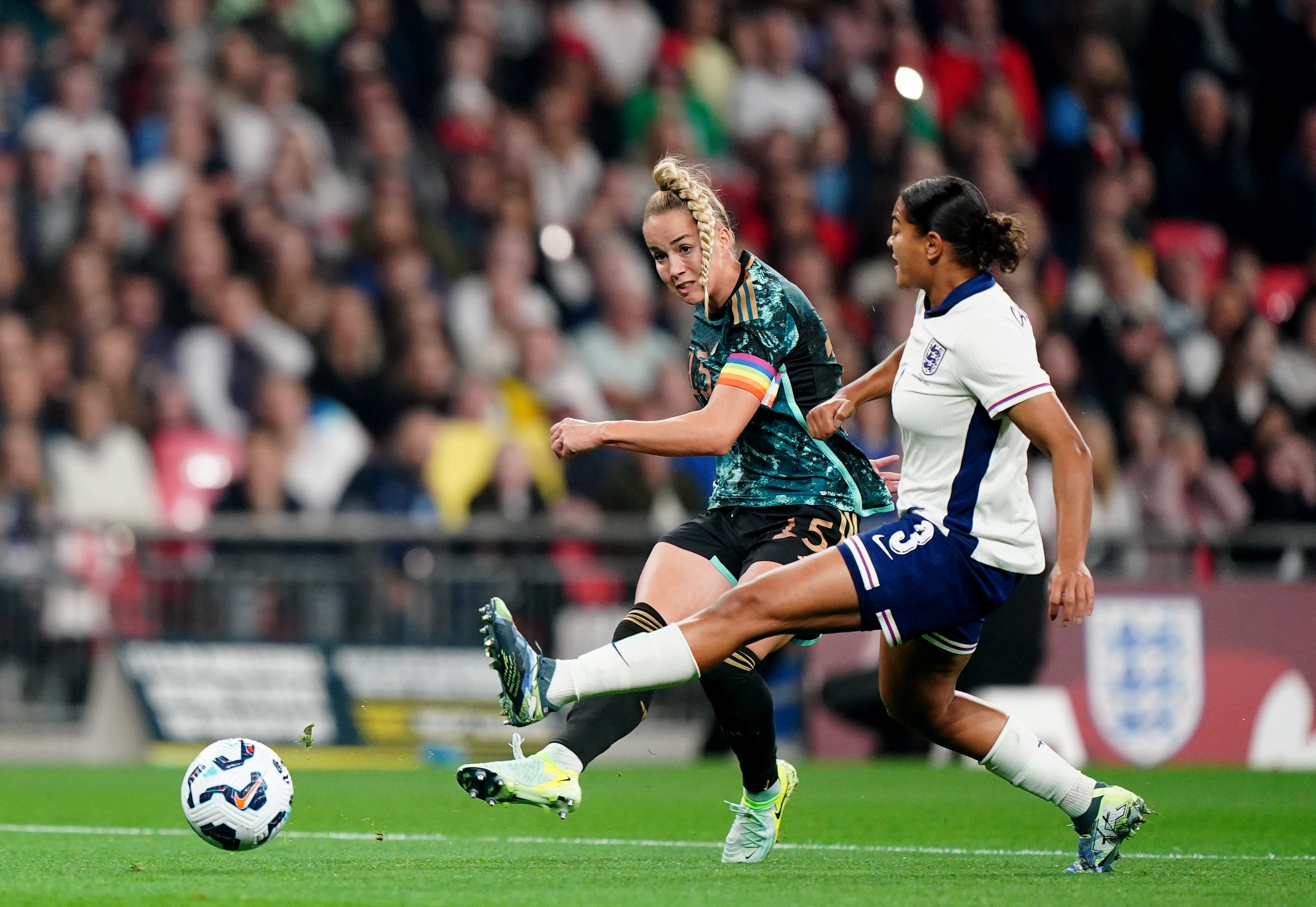 Giulia Gwinn scored twice early on for Germany (Zac Goodwin/PA)