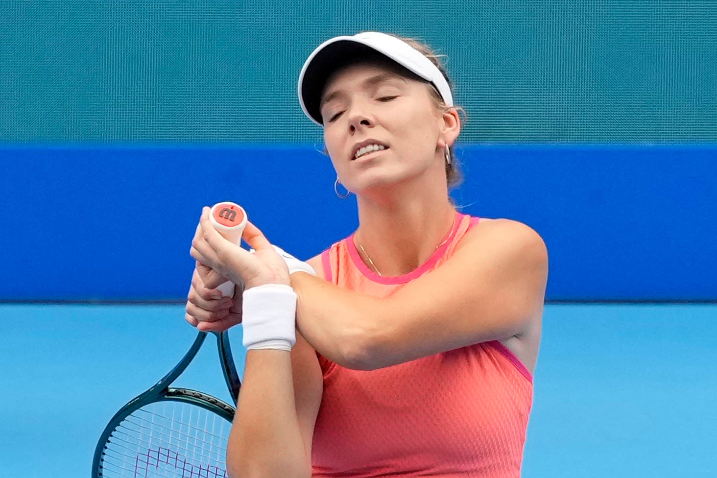 Katie Boulter was beaten in straight sets by the former Australian Open champion (Eugene Hoshiko/AP)