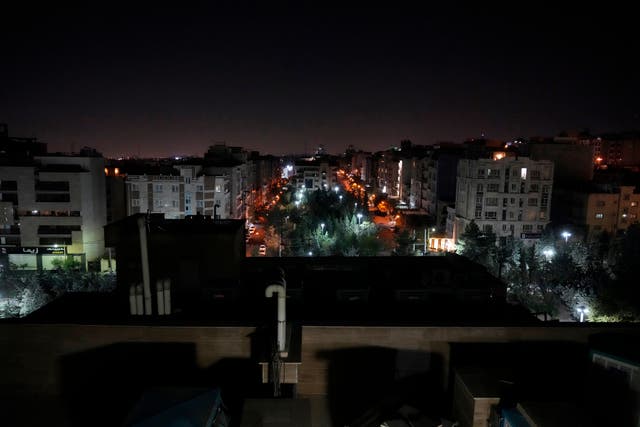 <p>A view of Tehran city after explosions were heard </p>