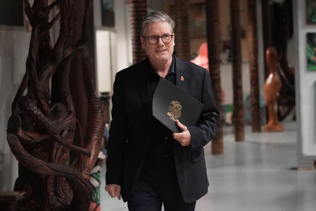 Sir Keir Starmer arrives for a press conference during the Commonwealth Heads of Government Meeting in Samoa (Stefan Rousseau/PA)