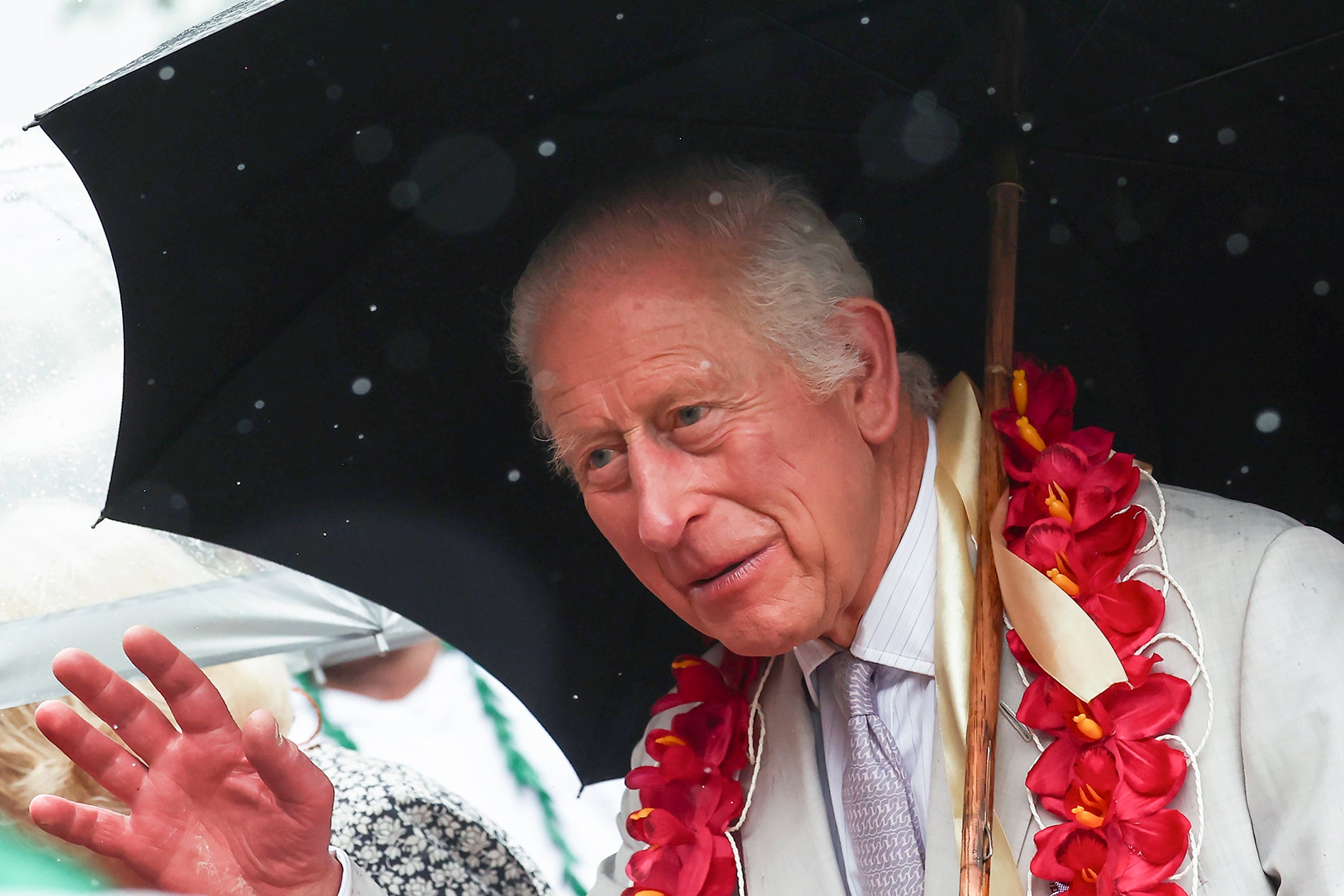 Charles attends the bestowing and farewell ceremony on the final day of the royal visit to Samoa