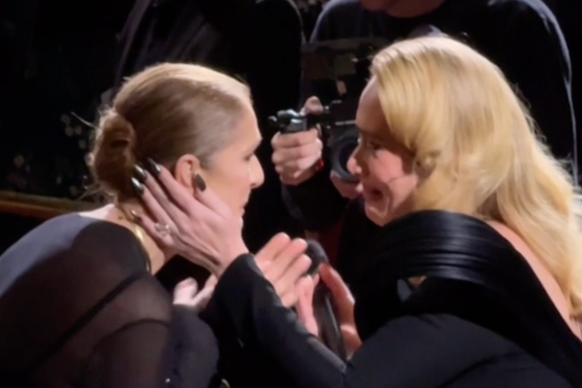 Adele and Celine Dion cry during emotional embrace as fans explode