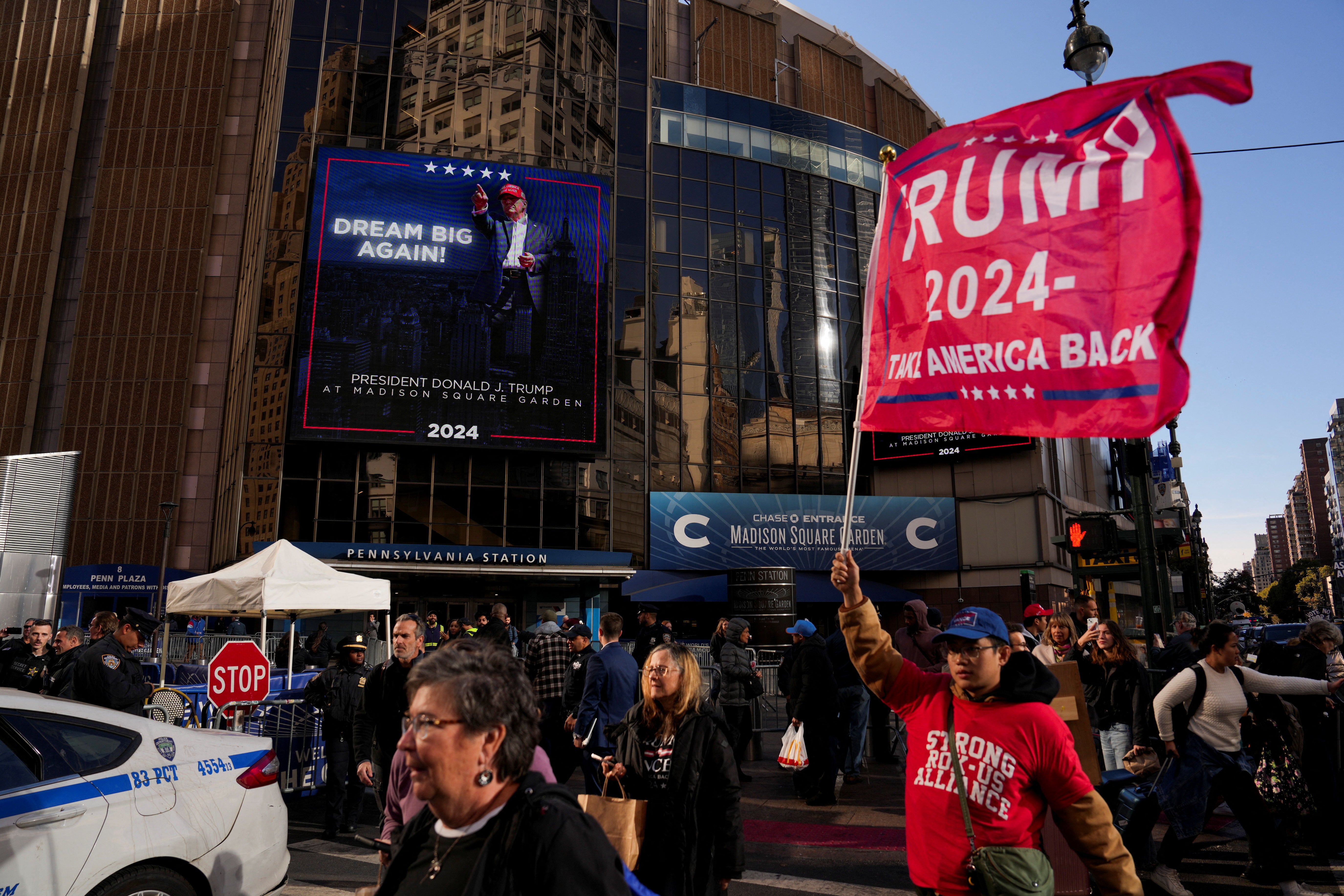 Thousands of MAGA fans packed the streets of New York City ahead of the Trump rally. Despite New York City being Trump’s hometown, he has almost no chance of winning the city in November