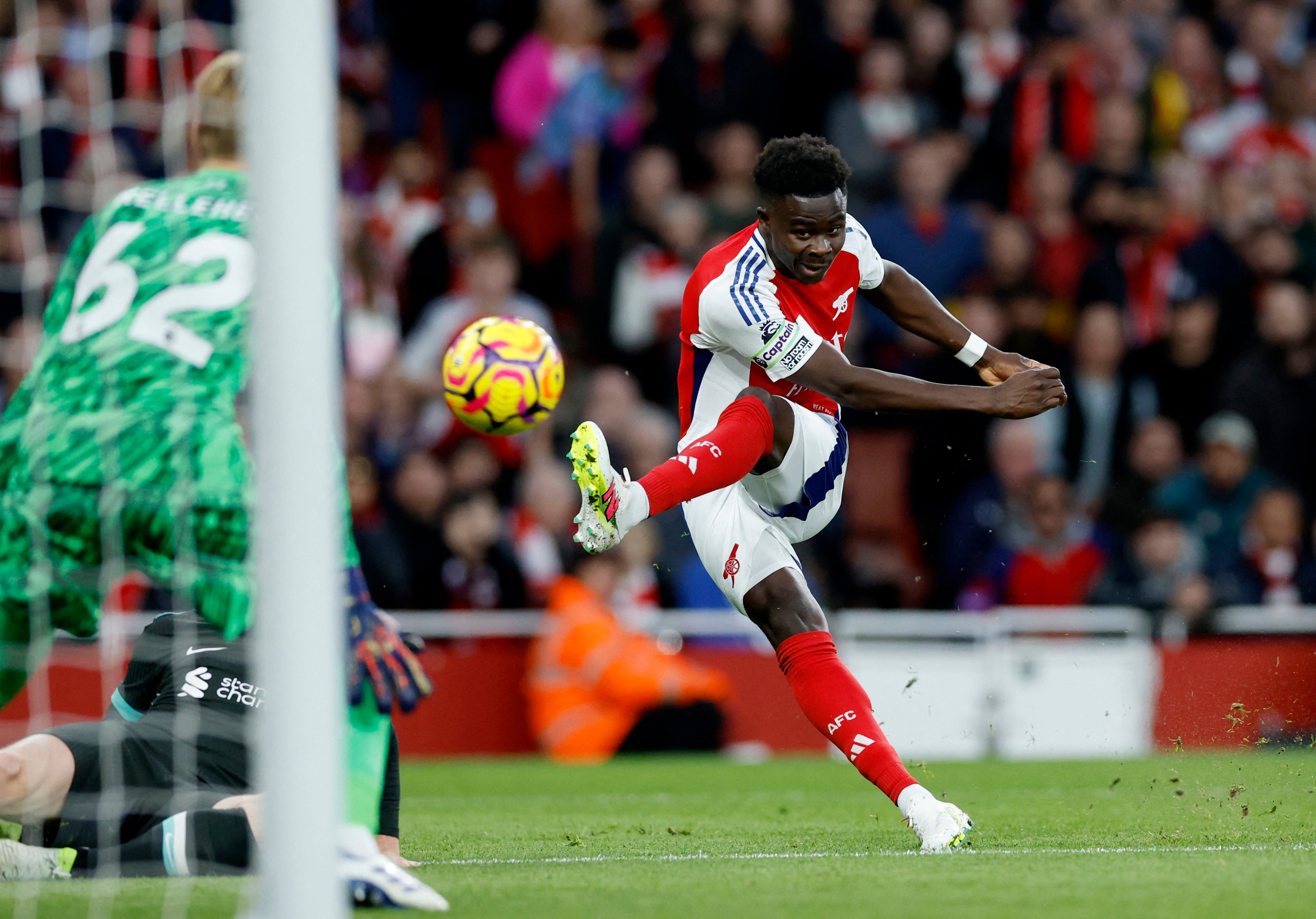 Bukayo Saka returned to the Arsenal side and sent them ahead