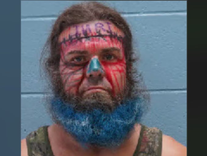 Timothy Lincoln, 24, of Louisiana, was arrested on October 26 after he allegedly threatened to blow up an Ulta Beauty in Alabama. Police did not comment on the markings on his face