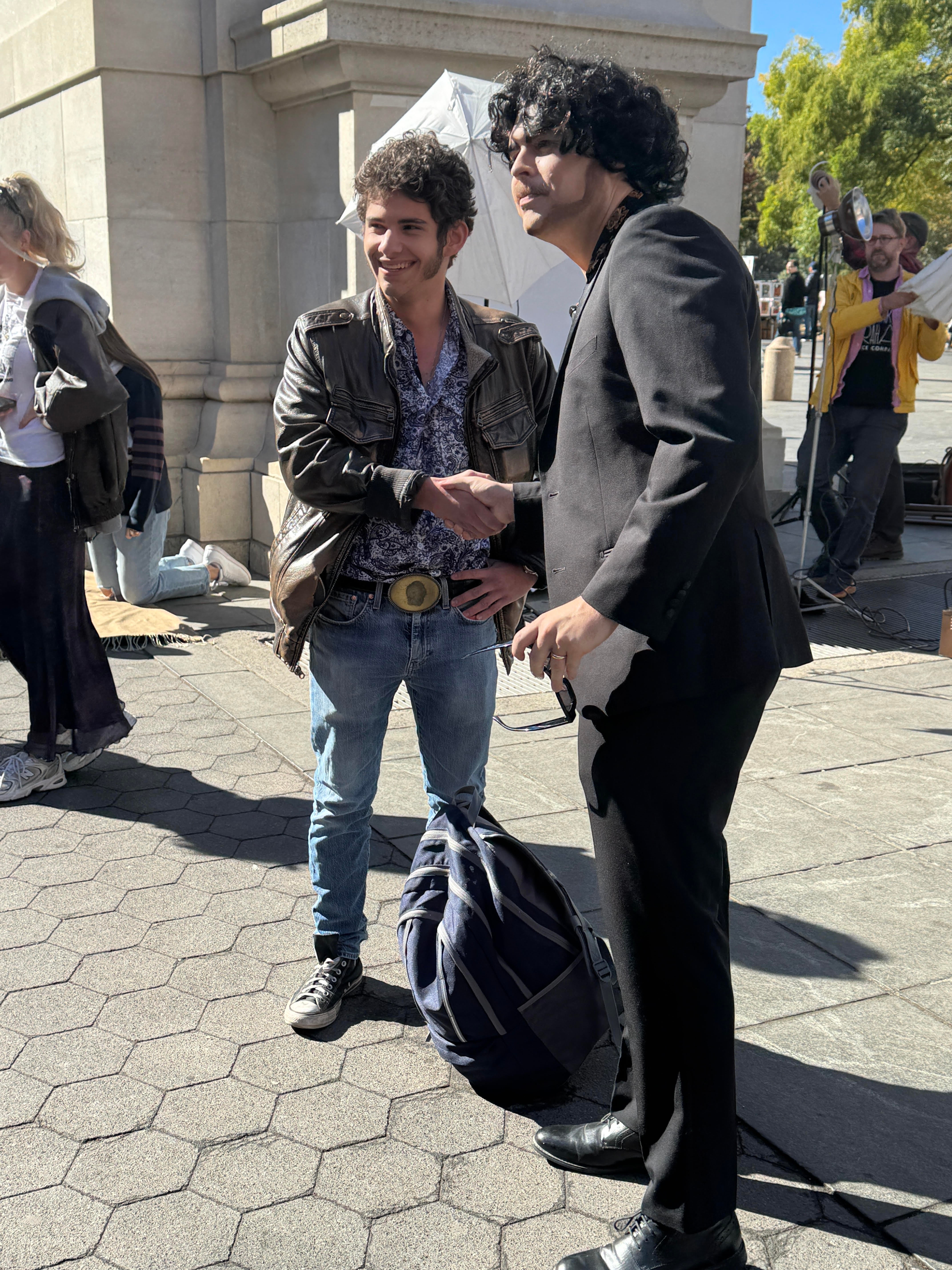 Vincent Panetta (left) dressed up as Bob Dylan, whom Chalamet will be playing in the singer’s biopic