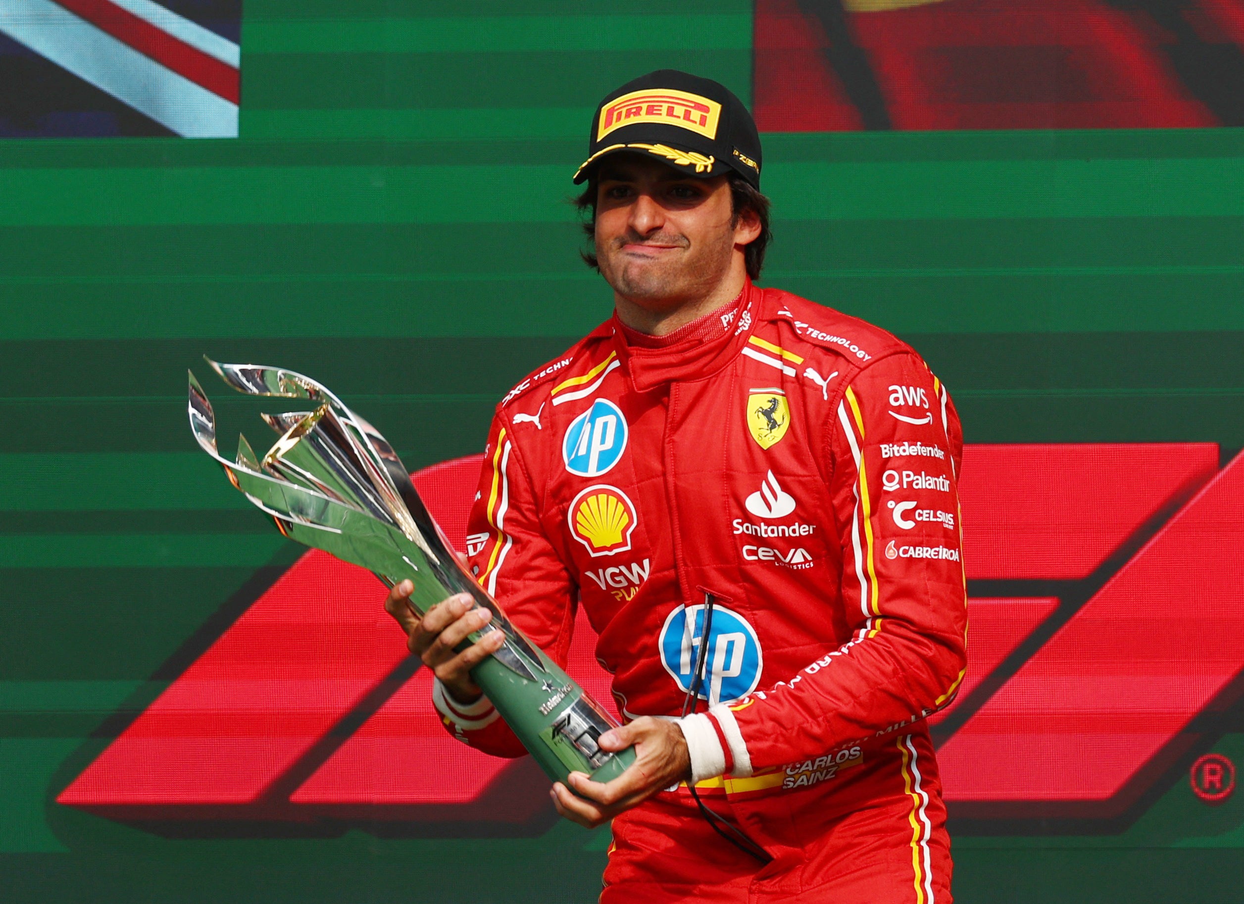 Carlos Sainz celebrates his win