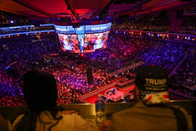 <p>Roughly 19,000 people filled Madison Square Garden in New York City for a massive rally to support Donald Trump on October 27</p>