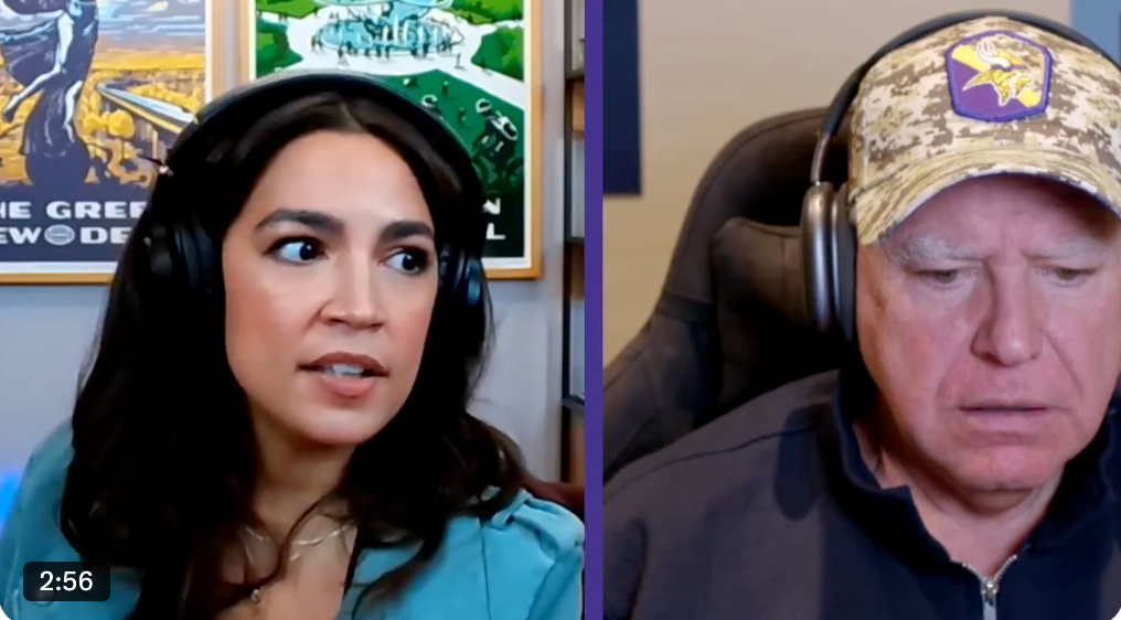 Tim Walz and congresswoman Alexandria Ocasio-Cortez responded while on live streaming platform Twitch