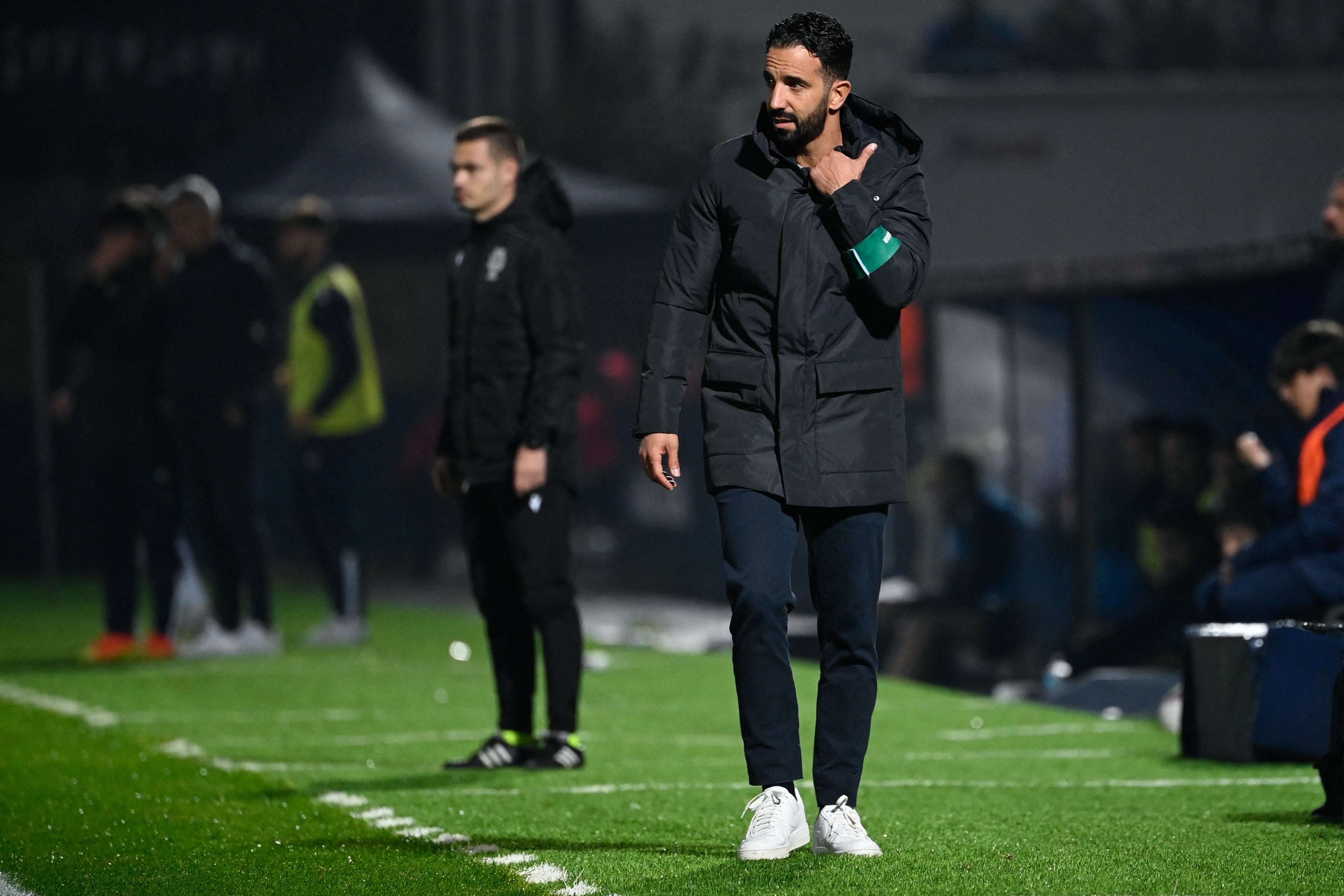 Sporting Lisbon's Portuguese coach Ruben Amorim looks on