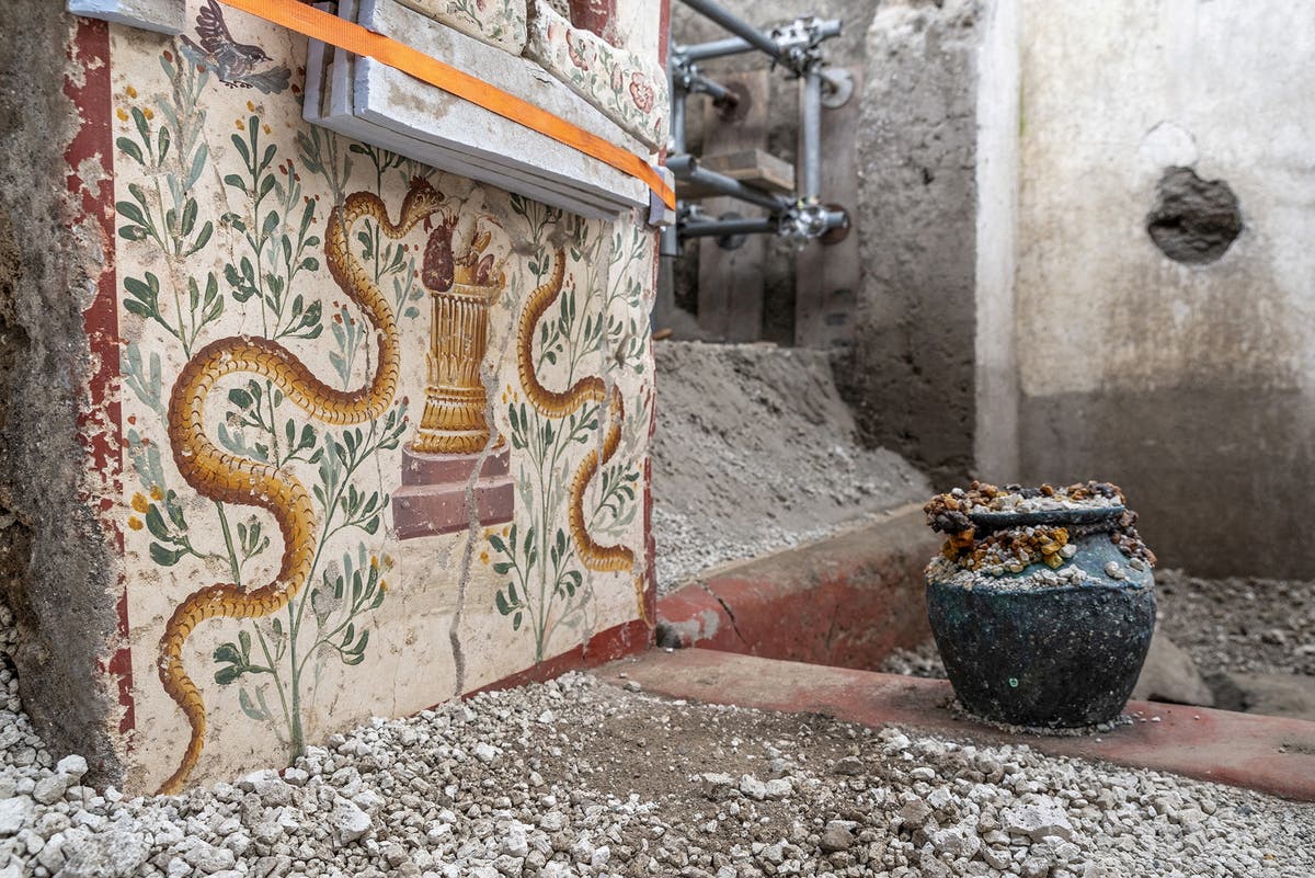 ‘Tiny’ house filled with intricate artwork is found in ancient city of Pompeii by archaeologists 