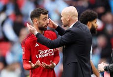 Bruno Fernandes sends message to Erik ten Hag after Manchester United sack manager