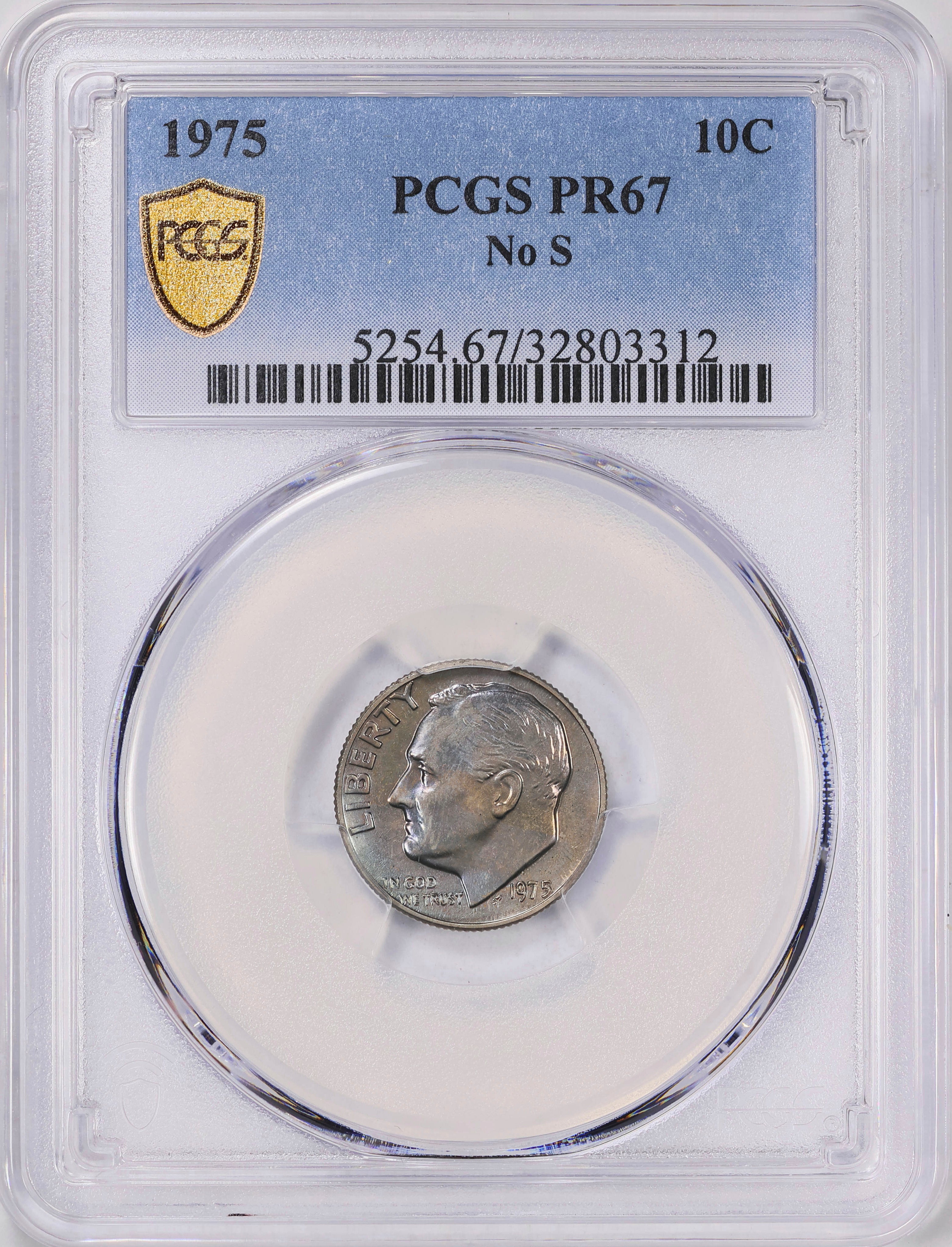 A1975 proof set dime mistakenly made without the San Francisco Mint's letter S mintmark