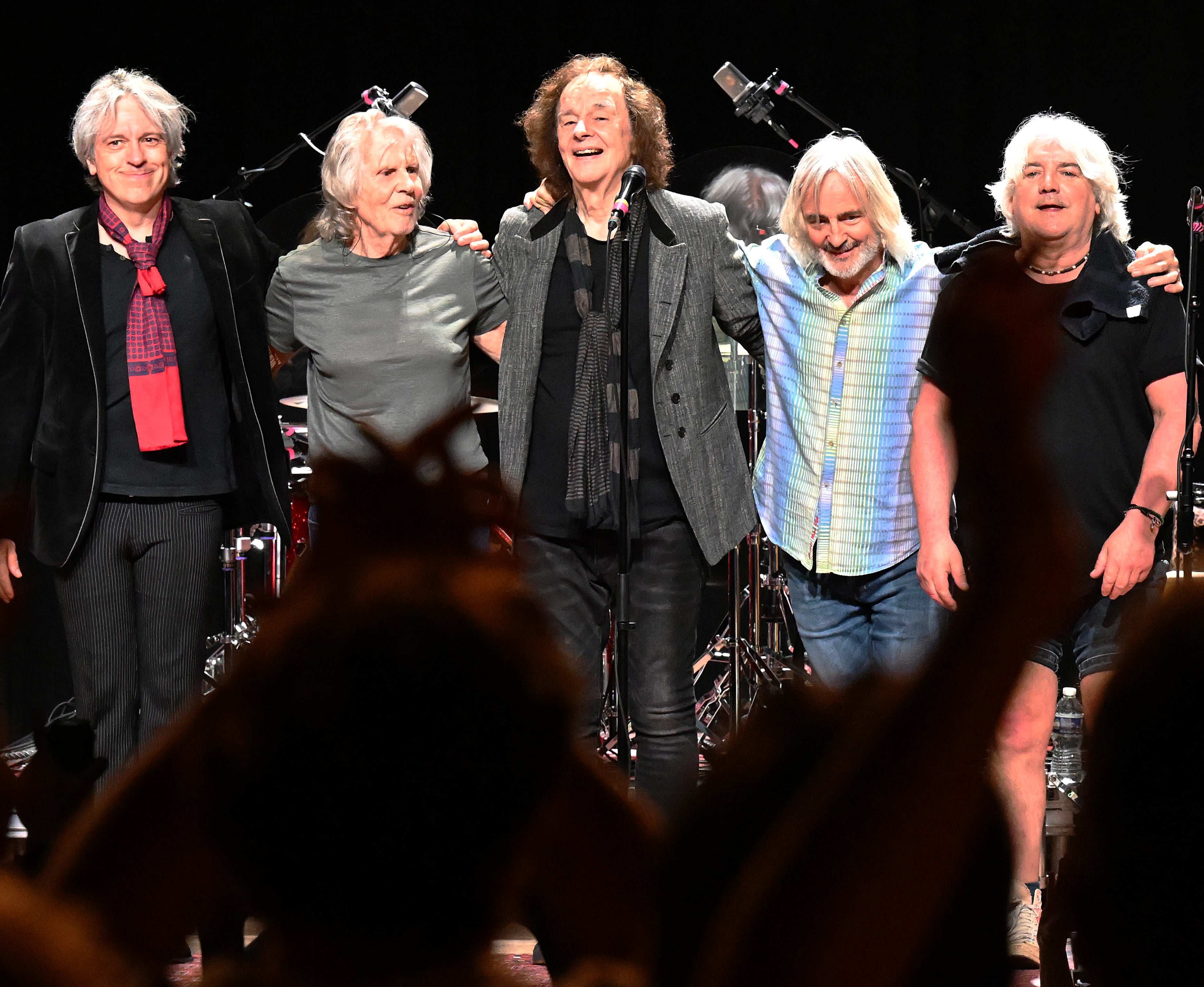 L-R: Soren Koch, Rod Argent, Colin Blunstone, Tom Toomey and Steve Rodford of The Zombies perform at what would be one of their final shows, in April 2024