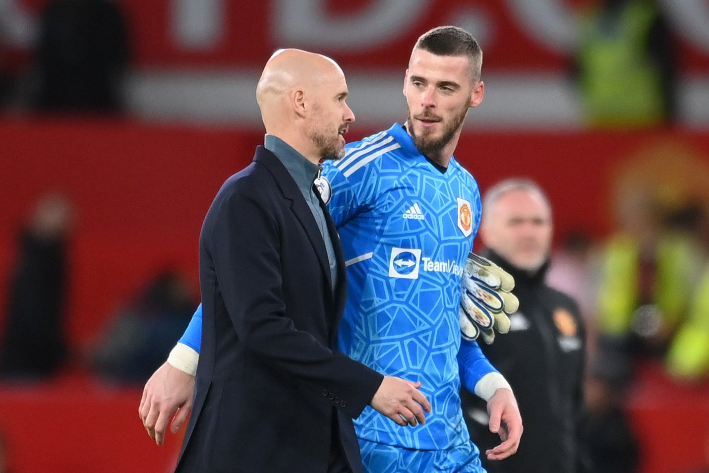 David de Gea, right, left Manchester United after Erik ten Hag’s first season in charge