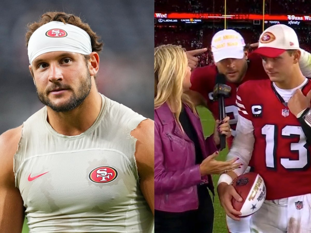 NFL star Nick Bosa crashes teammate's post-game interview to declare support for Donald Trump | The Independent