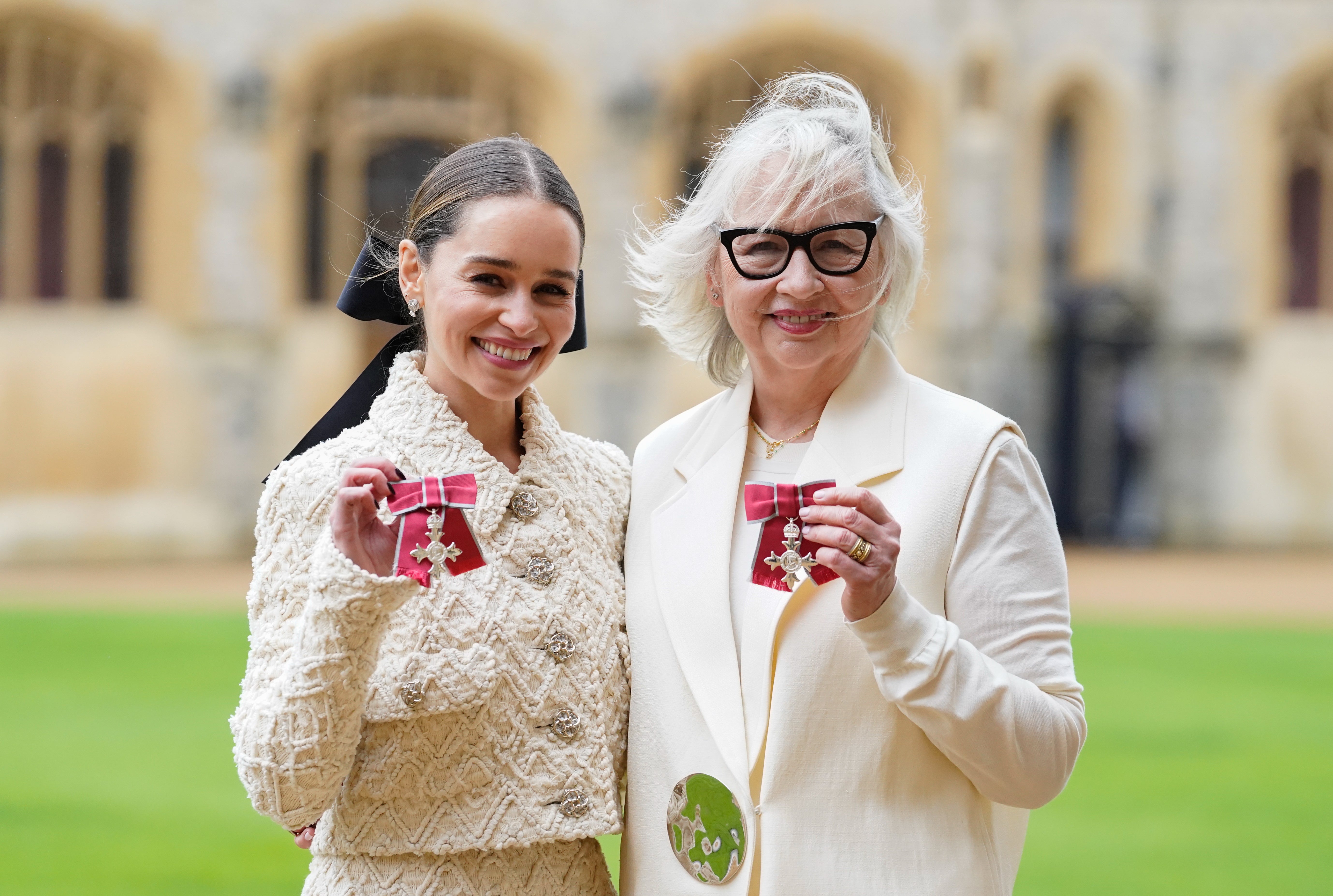 Emilia Clarke and her mother Jenny were made MBEs for their services to people with brain injuries (Andrew Matthews/PA)