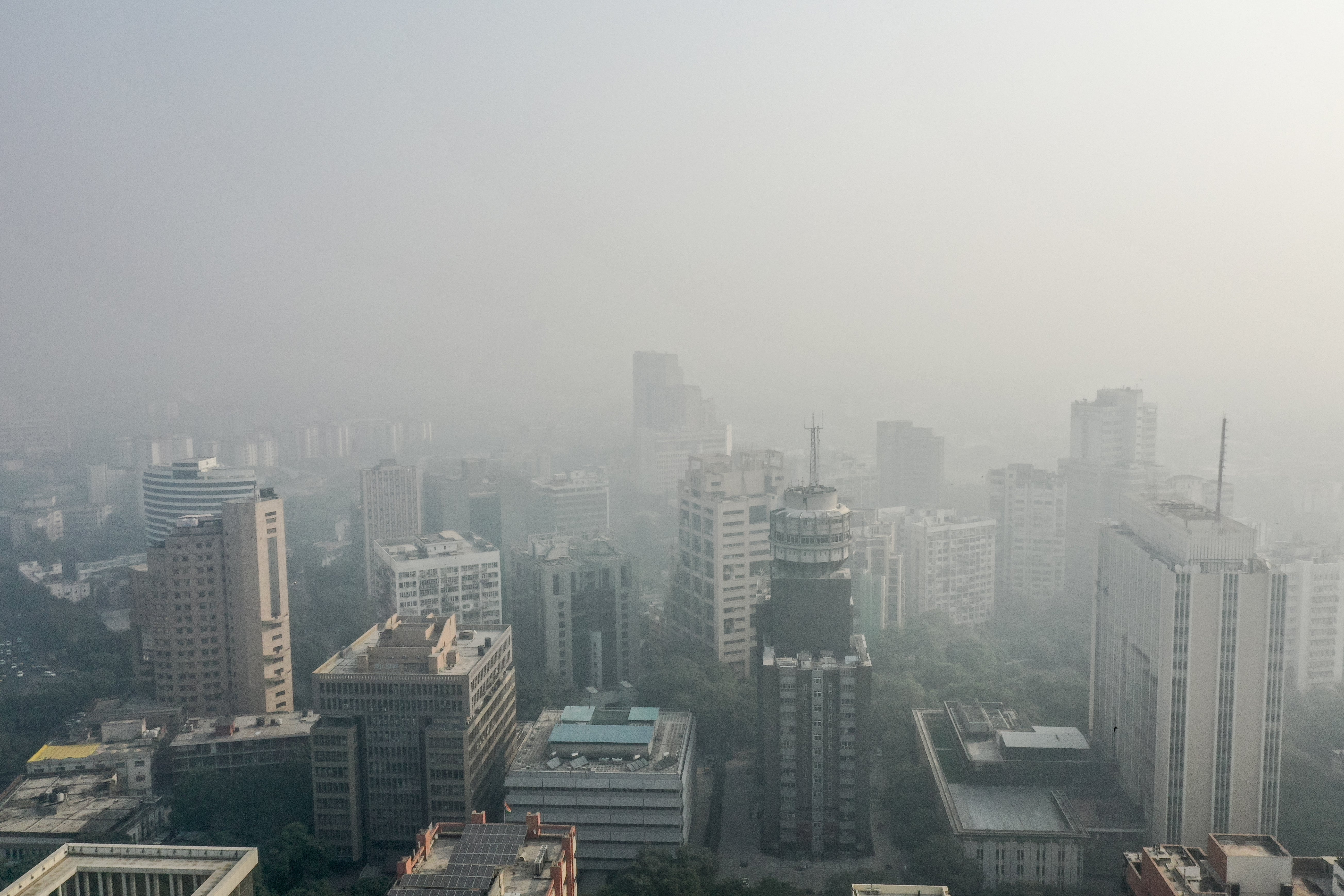 Thick smog engulfs the skyline in Delhi