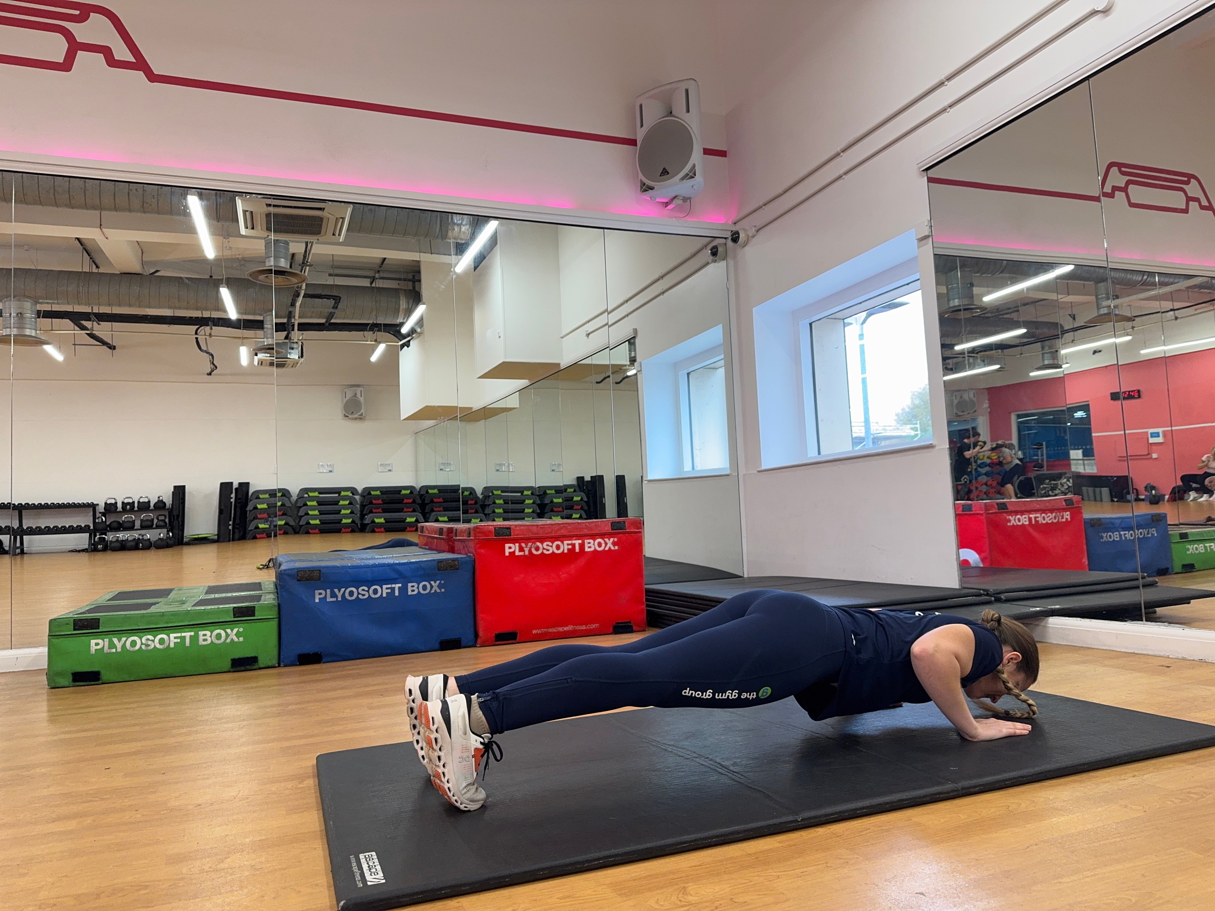 Trainer Sasha Bridgen demonstrating a push-up