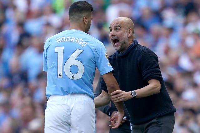 Pep Guardiola is proud of Rodri’s Ballon d’Or win (Martin Rickett/PA).