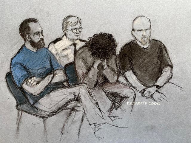 <p>Artist picture of Axel Rudakubana (centre) at Liverpool Crown Court in August </p>