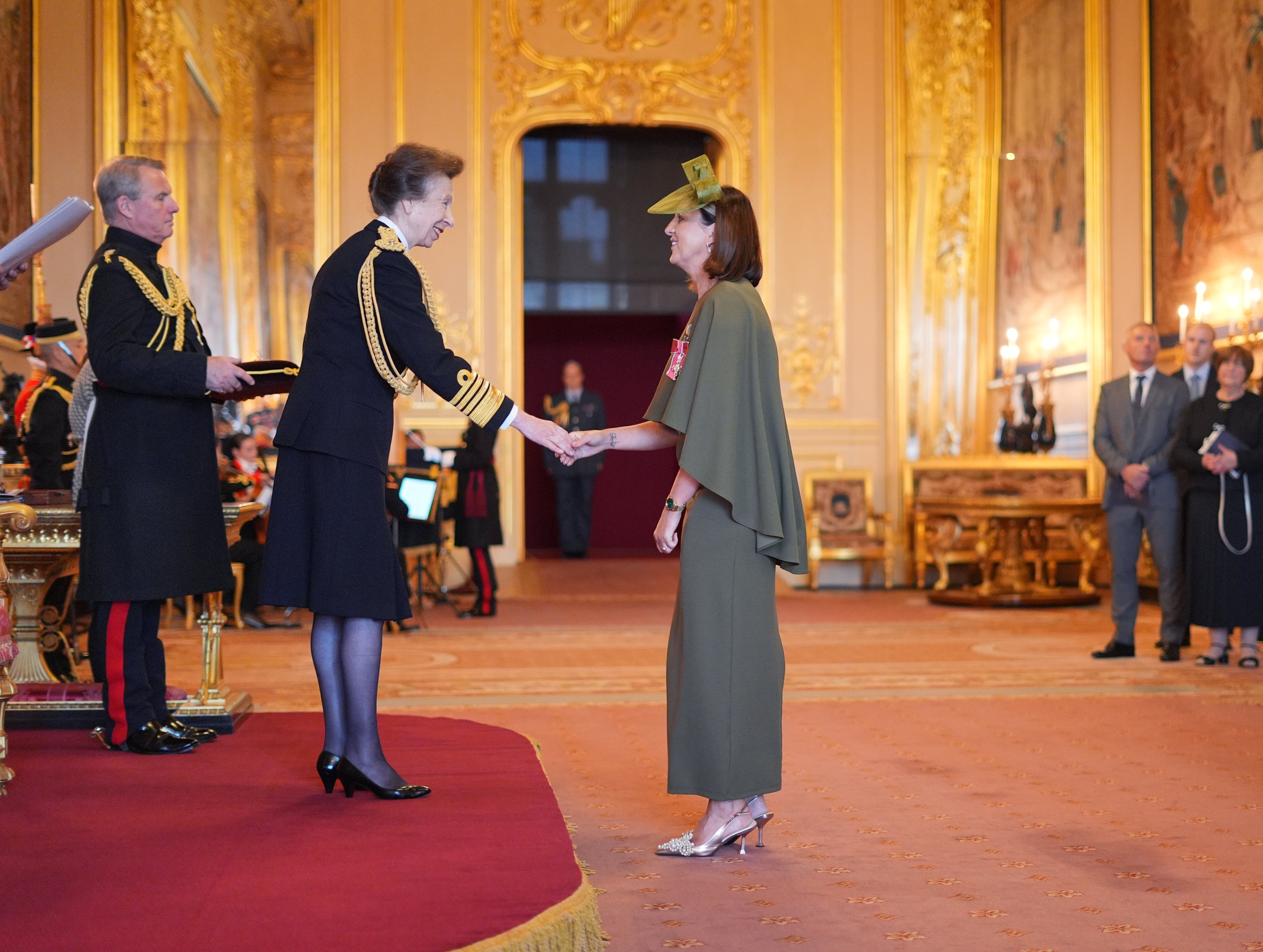 Nicola Abraham, from Cardiff, founder of Jacob Abraham Foundation is made a Member of the Order of the British Empire by the Princess Royal at Windsor Castle