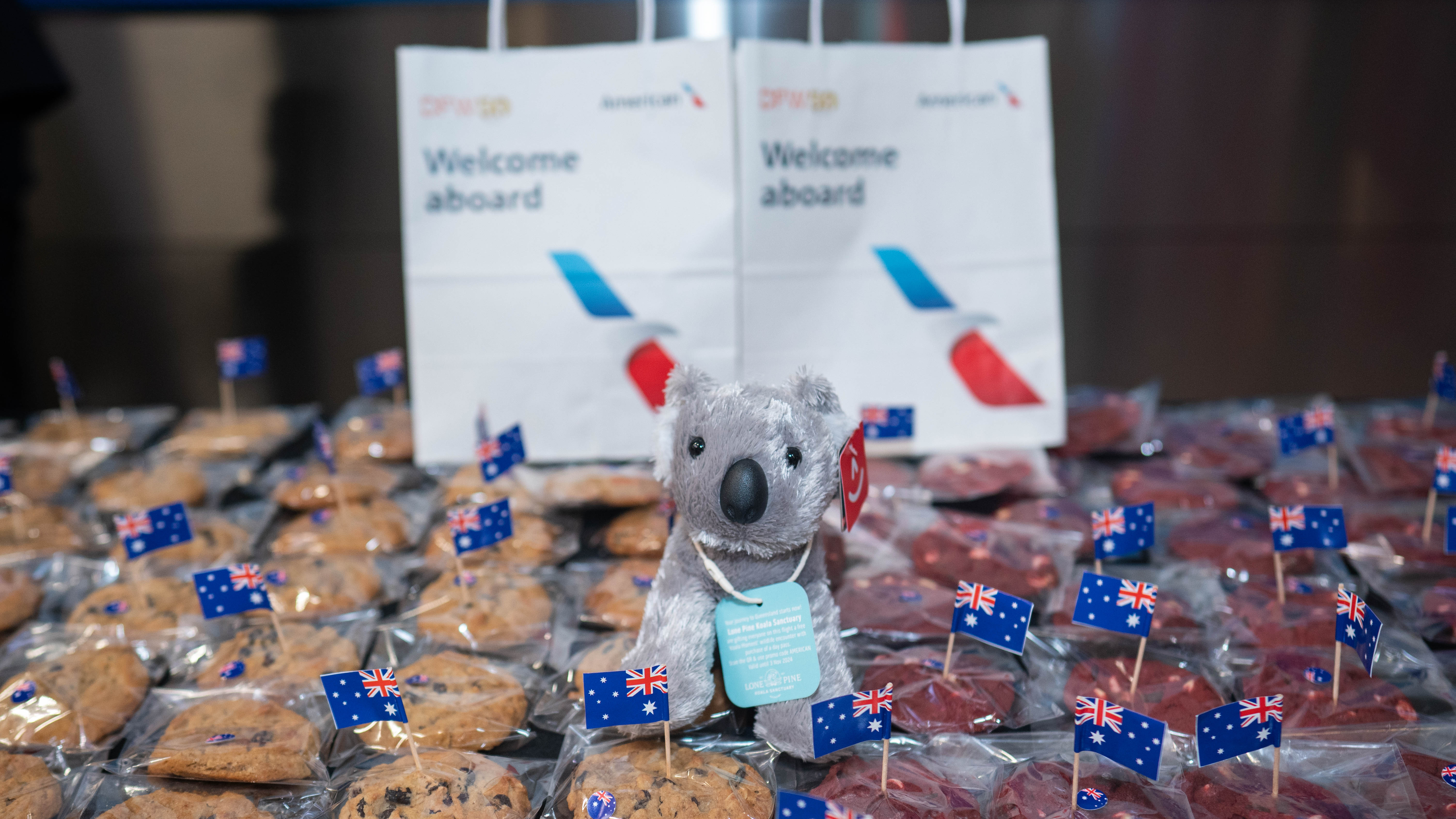 Passengers aboard the flight were given gift bags full of treats for the momentous landing