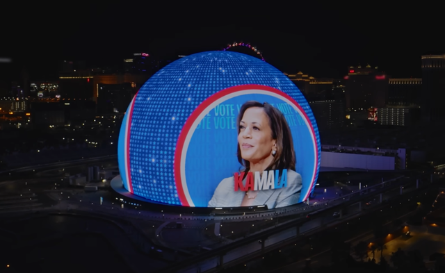 <p>Kamala Harris is set to advertise on the iconic Las Vegas Sphere, the largest screen in the world, as Election Day approaches</p>