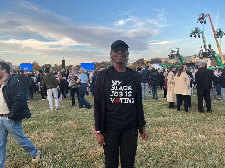 Sheila Beaman was wearing a T-shirt with the message: ‘My Black job is voting’