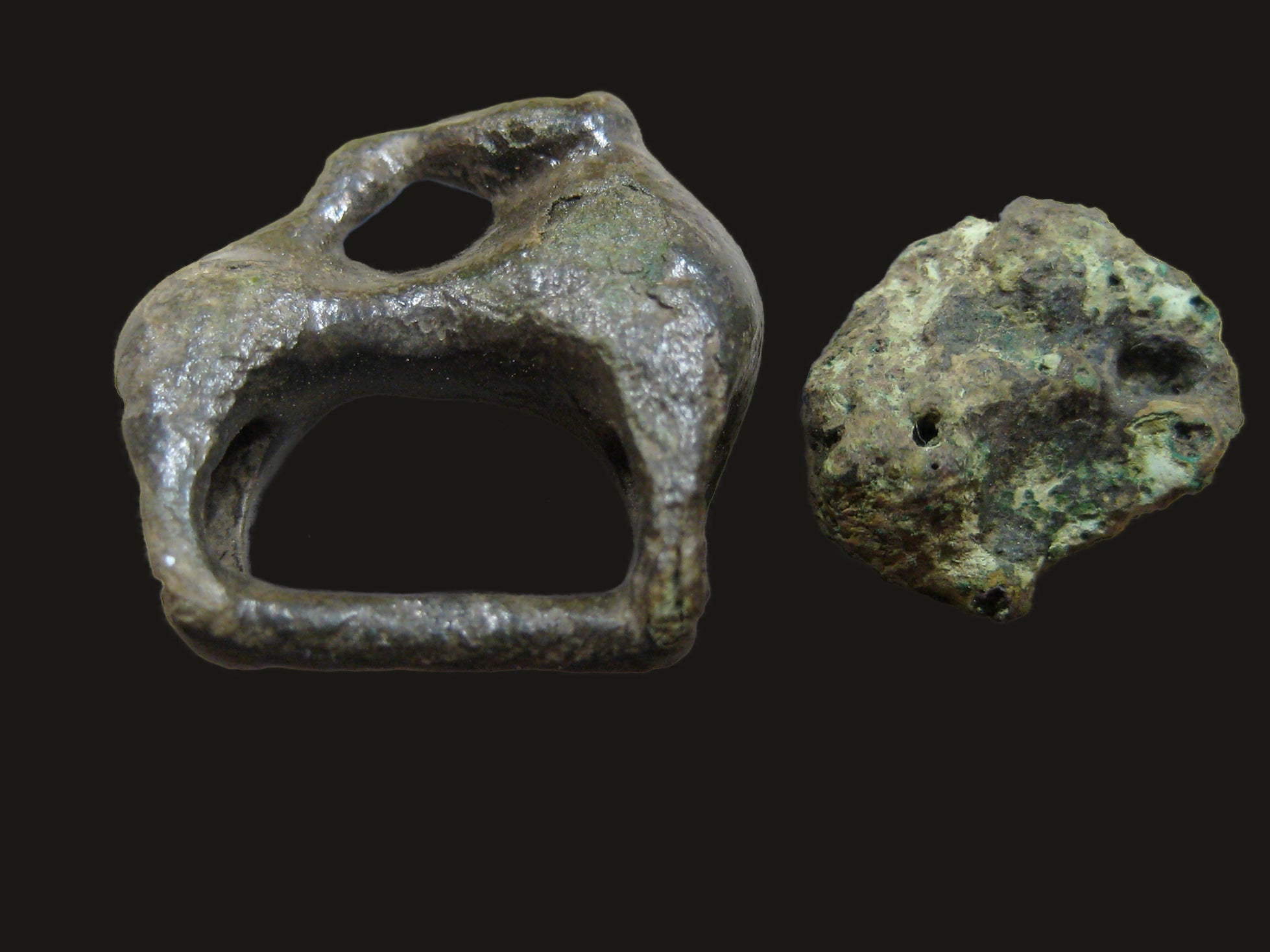 Broken metal artefacts discovered at the site