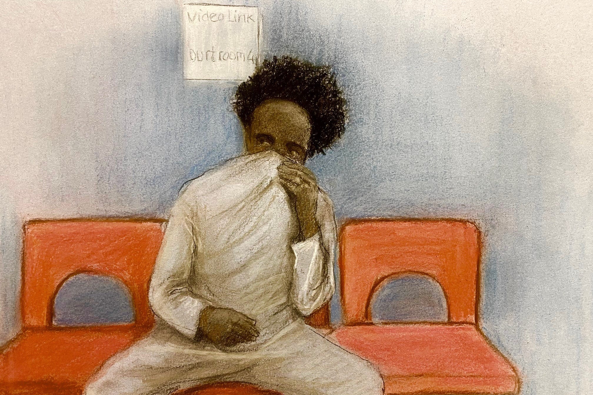 Court sketch of Axel Rudakubana, 18, appearing by videolink from Belmarsh prison at London’s Westminster Magistrates’ Court (Elizabeth Cook/PA)