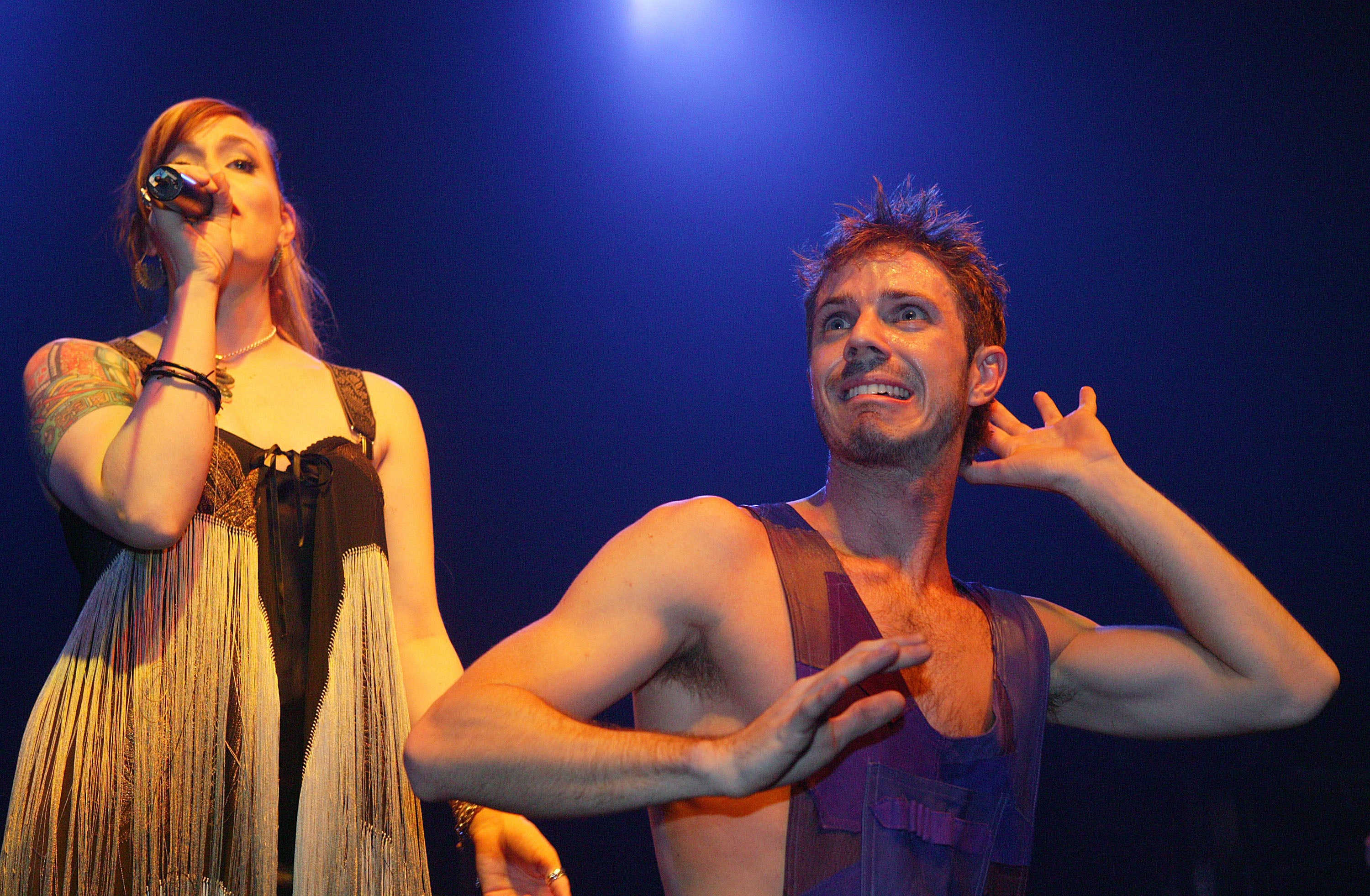 Ana Matronic and Jake Shears performing with the Scissor Sisters at London’s Astoria in 2004