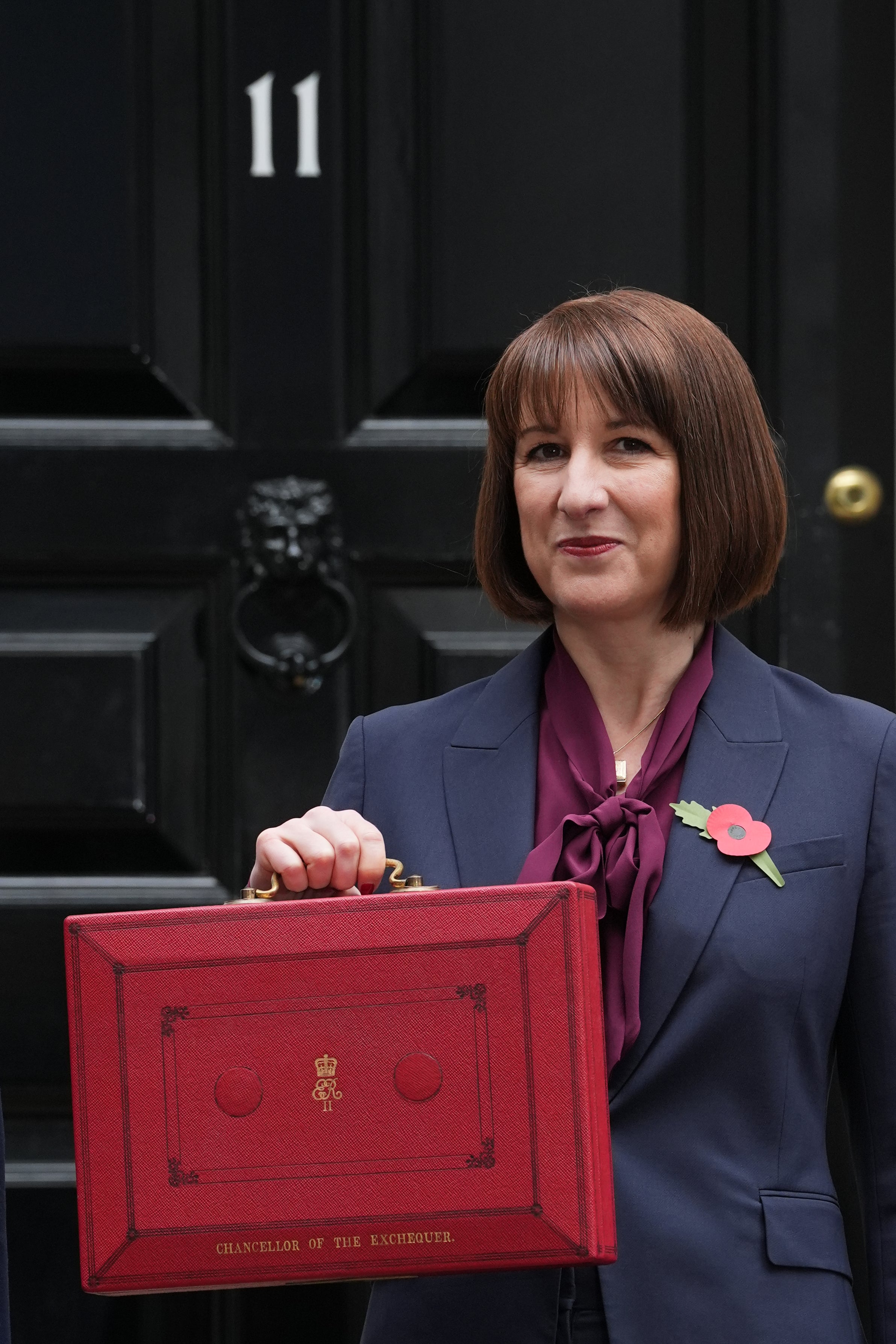 Chancellor of the Exchequer Rachel Reeves poses outside 11 Downing Street