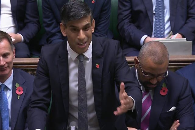 Conservative Party leader Rishi Sunak speaking in the House of Commons (House of Commons/UK Parliament)