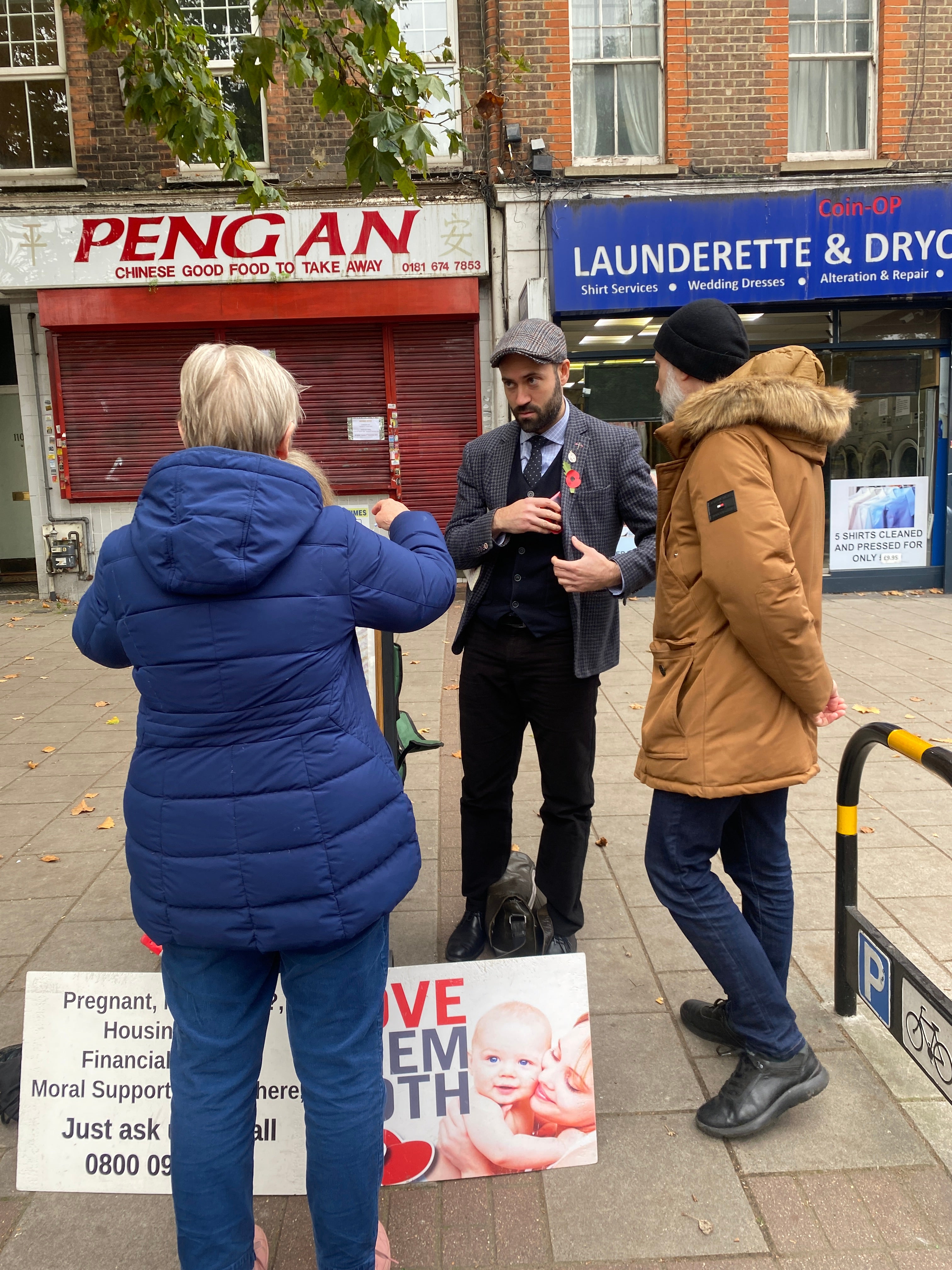 Protesters outside an abortion clinic in Brixton on Wednesday