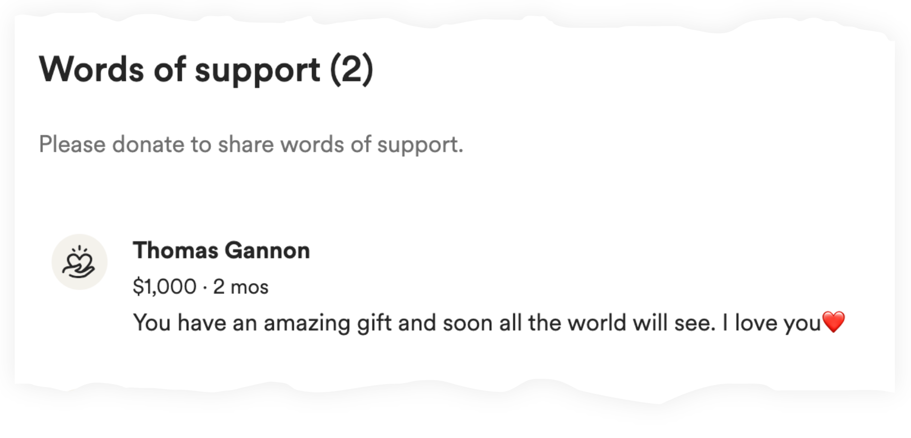 Thomas Gannon appeared supportive of Rosas’ art career, donating $1,000 in August to her for an artist’s residency in Portugal