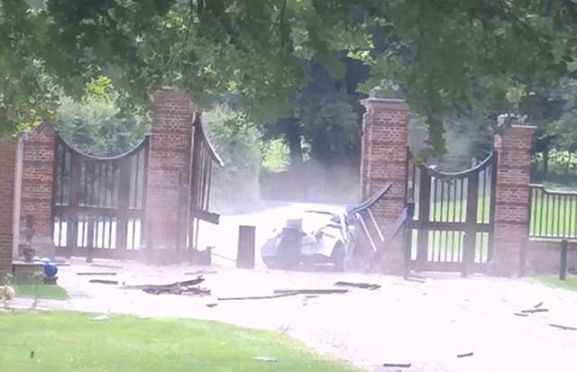 <p>The moment that Matthew Wootten crashed through the gates of the prime minister’s Chequers residence</p>