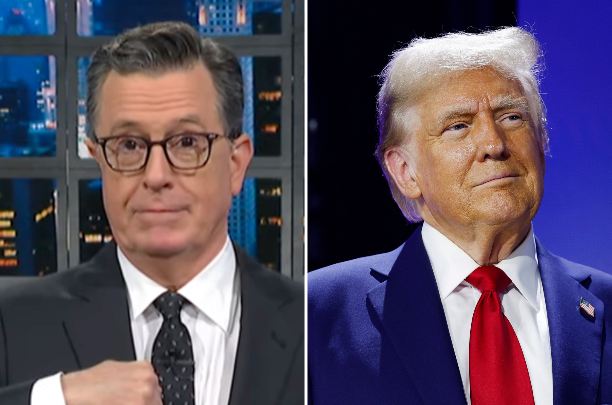 Stephen Colbert mocks Donald Trump’s recent remarks revealing the words his father forbade him to say as a child