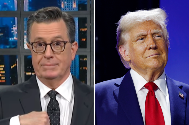 <p>Stephen Colbert and Donald Trump</p>