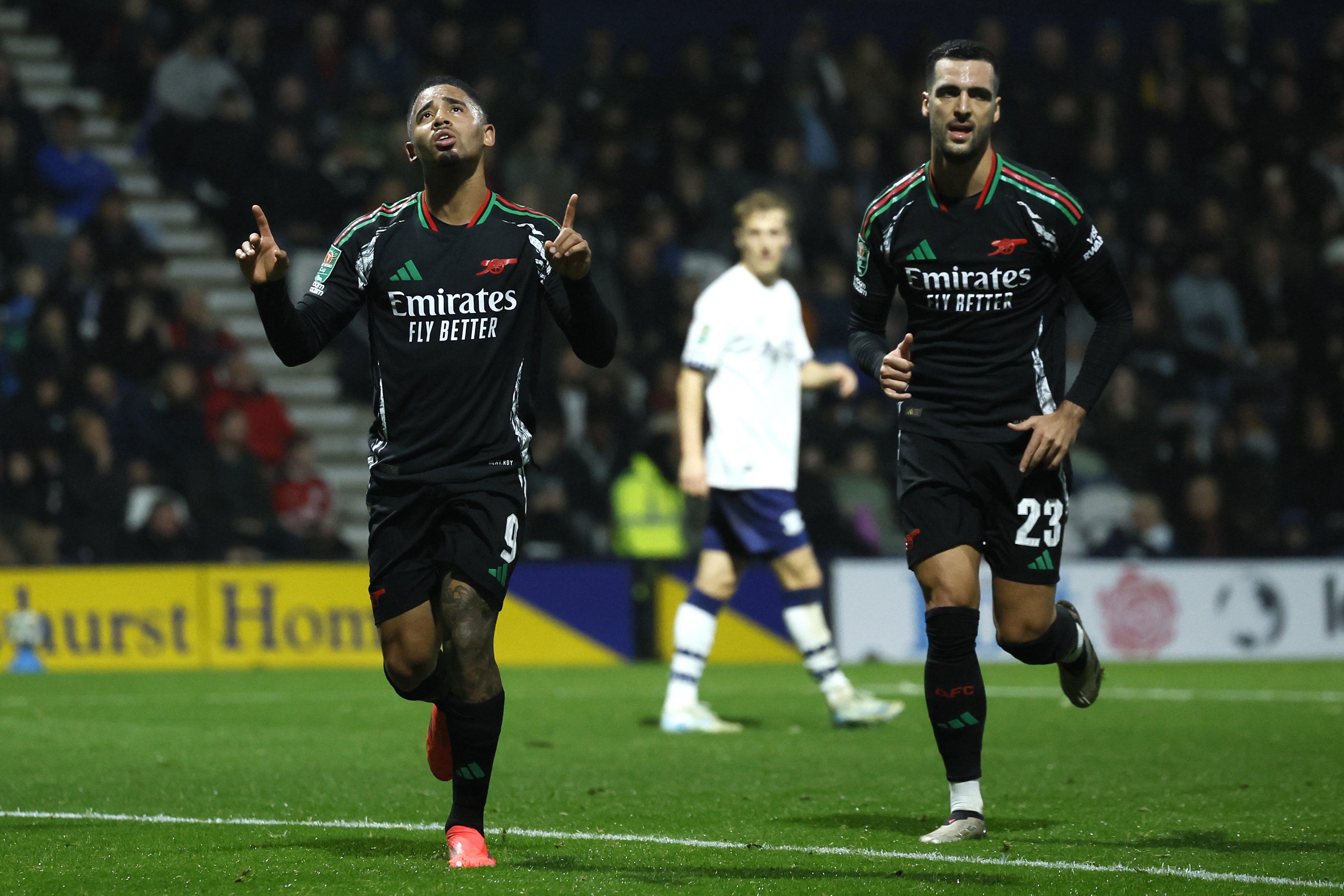 Gabriel Jesus, left, finally ended his goal drought (Richard Sellers/PA)