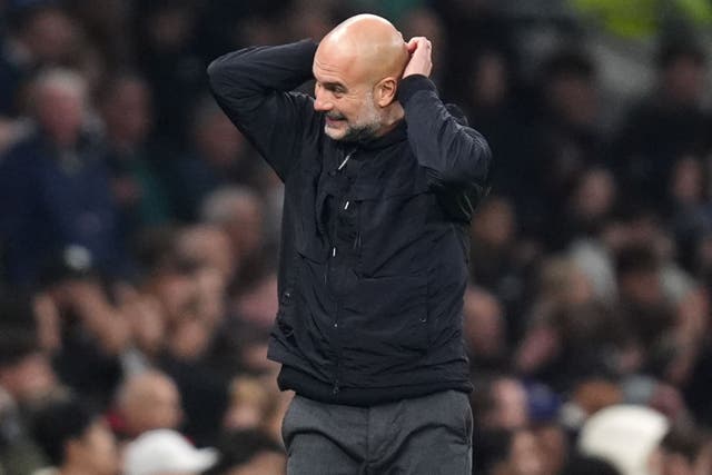 Pep Guardiola’s side suffered their first defeat of the season (John Walton/PA)